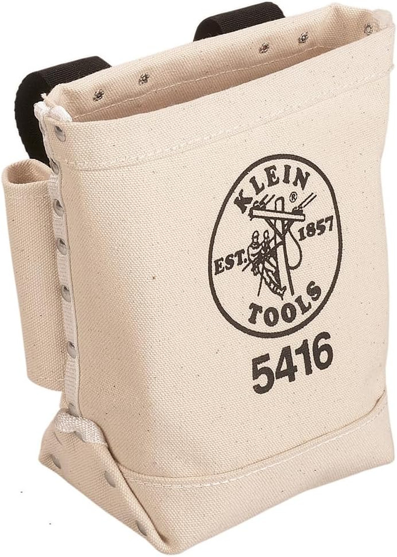 Klein Tools 5416 Tool Pouch, Small Tool Bag for Bolt Storage with Bull Pin Loops