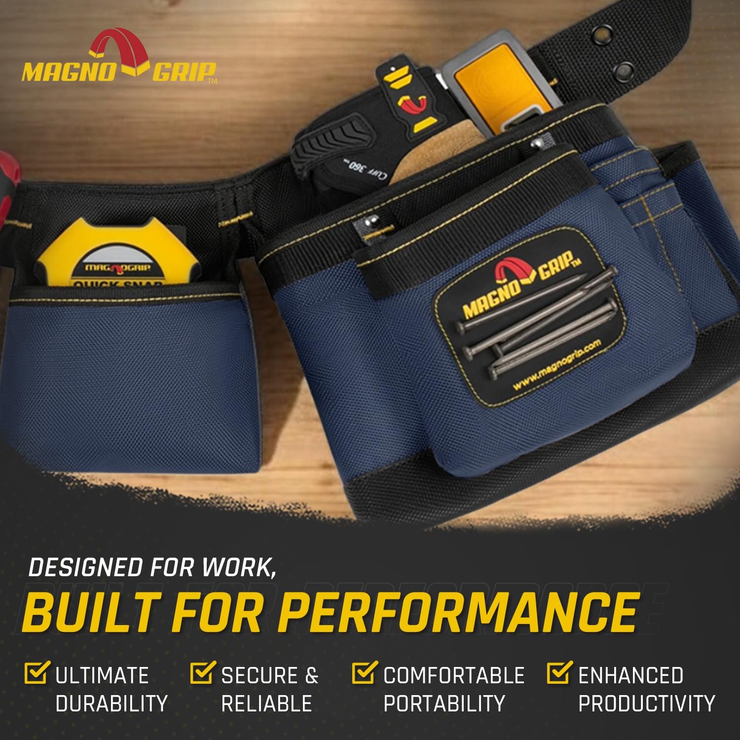 11-Pocket Magnetic Carpenter Tool Belt – Durable 1680D Ballistic Polyester wi…