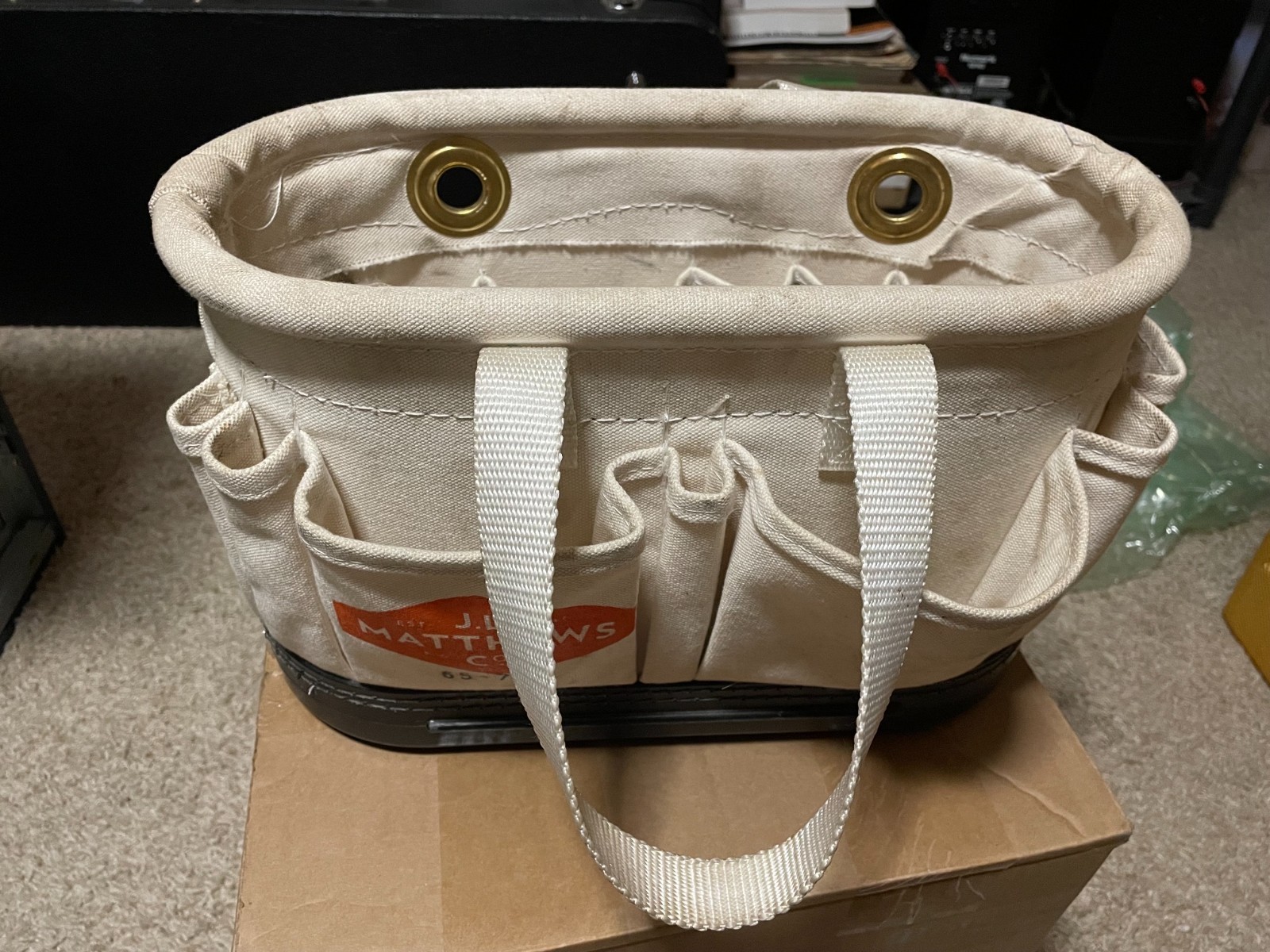 JL Matthews oval lineman tool tote bag