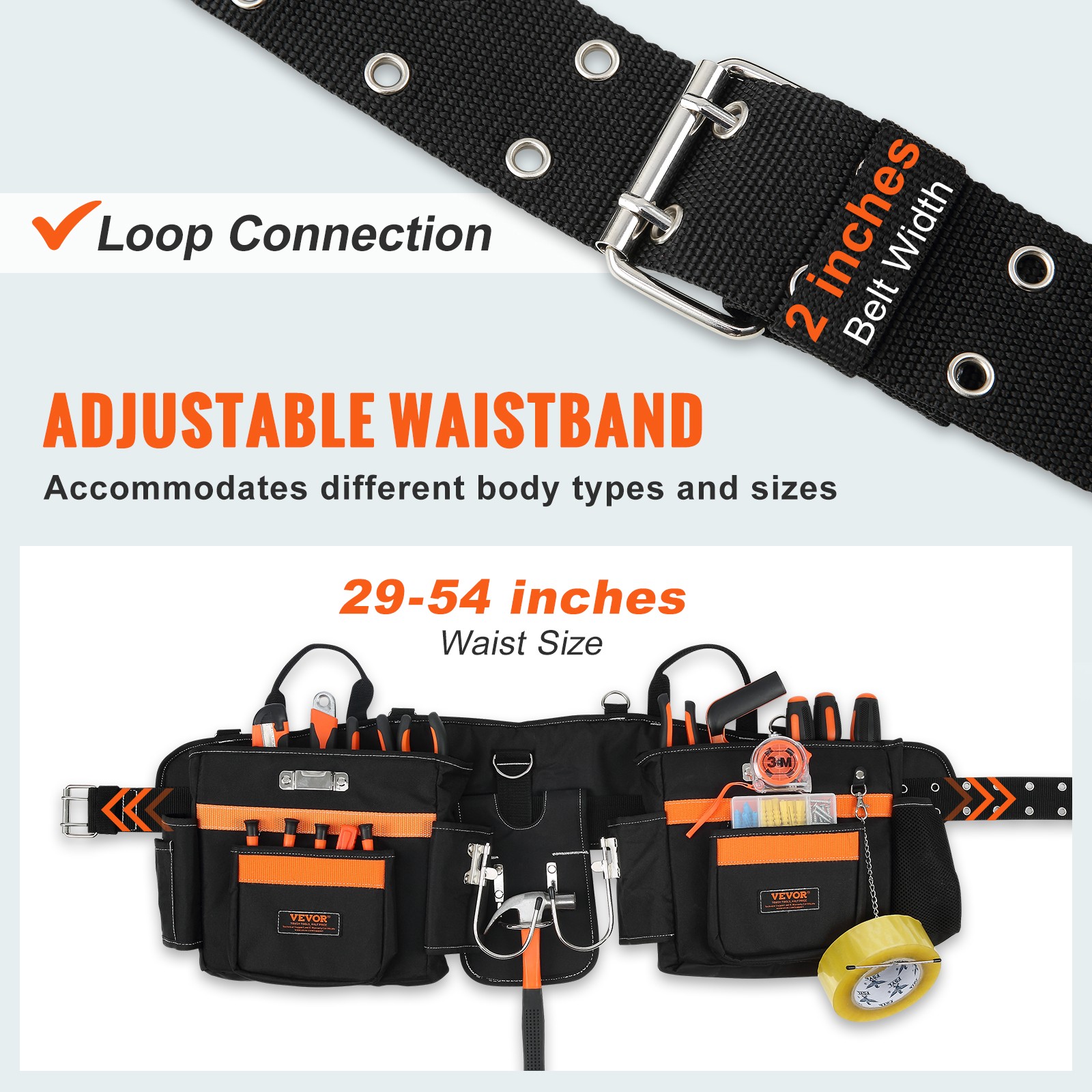 VEVOR Tool Belt with Suspenders Adjustable Carpenter Tool Pouch 600D Polyester