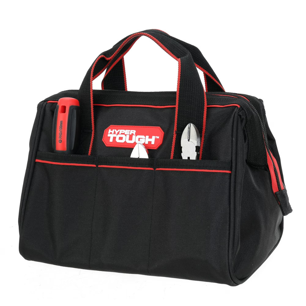 (4 Pack) Hyper Tough 12-Inch Tool Bag, Heavy-Duty Storage Organizer, 3-Pockets