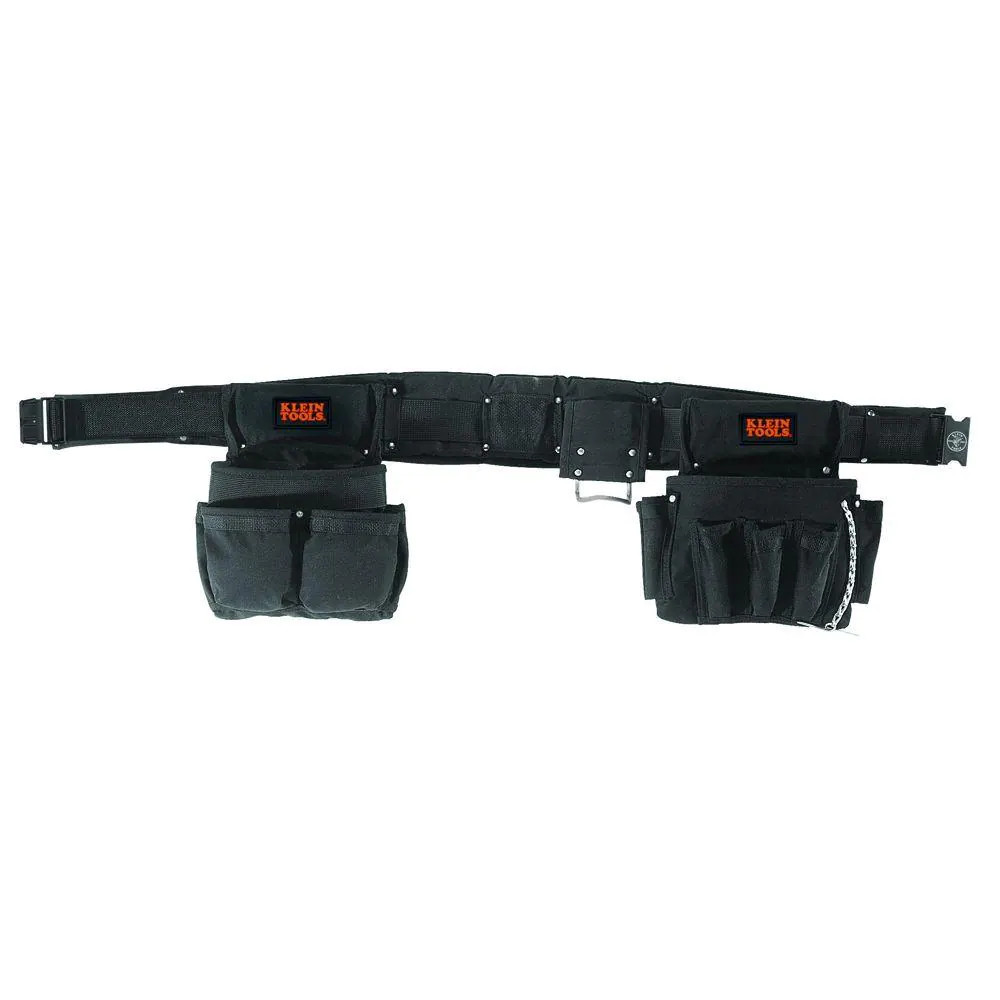 NEW Black Nylon Electricians Tool Belt Contractor Bag Pouch Storage Klein Tools