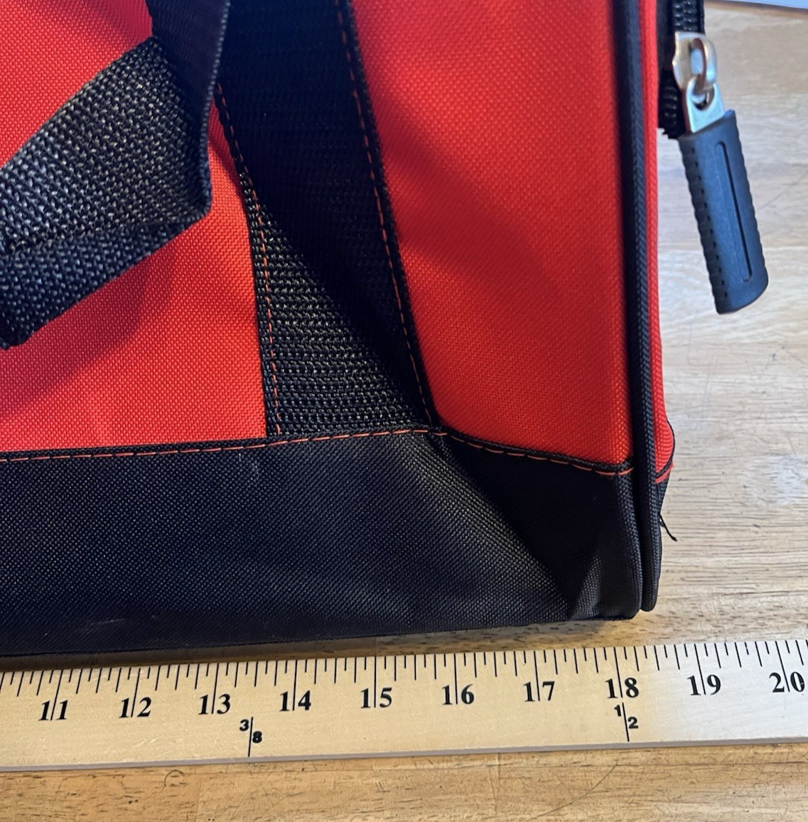 Craftsman Tool Bag Tote 18” x 12” x 12” Red Black Soft Sides Hard Base Zipper