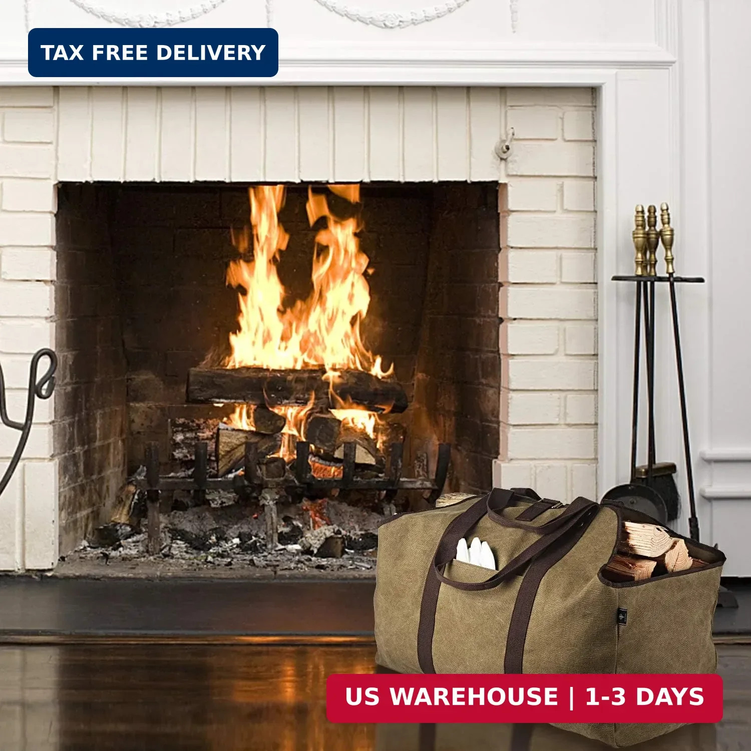 BONTHEE Firewood Carrier Bag Waxed Canvas Waterproof Extra Large Log Carrier Hol