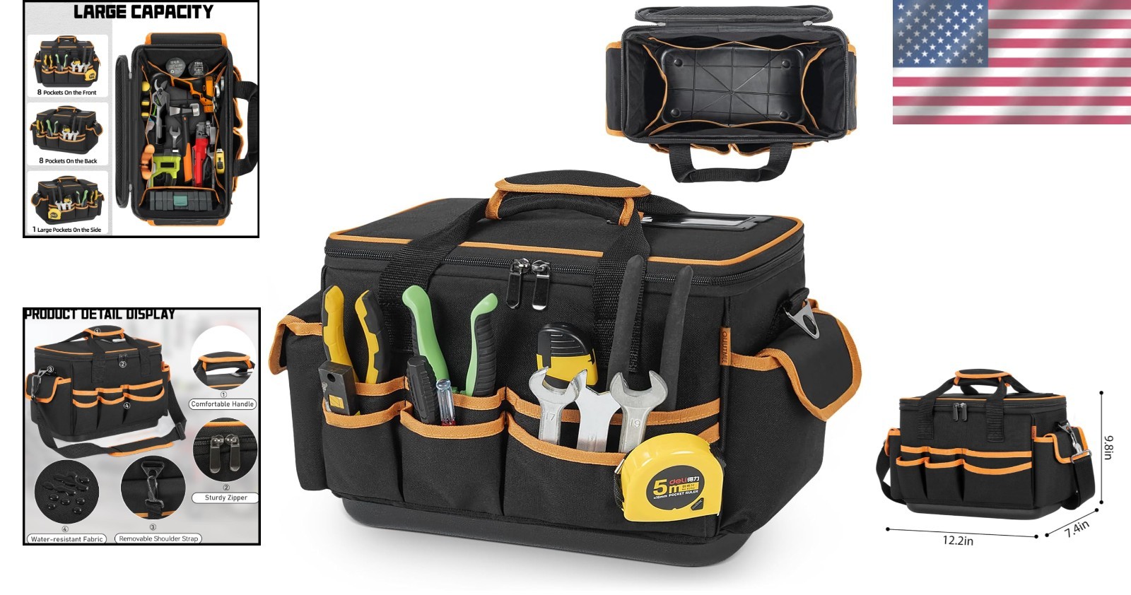 12 In. Open Top Tool Tote Bag