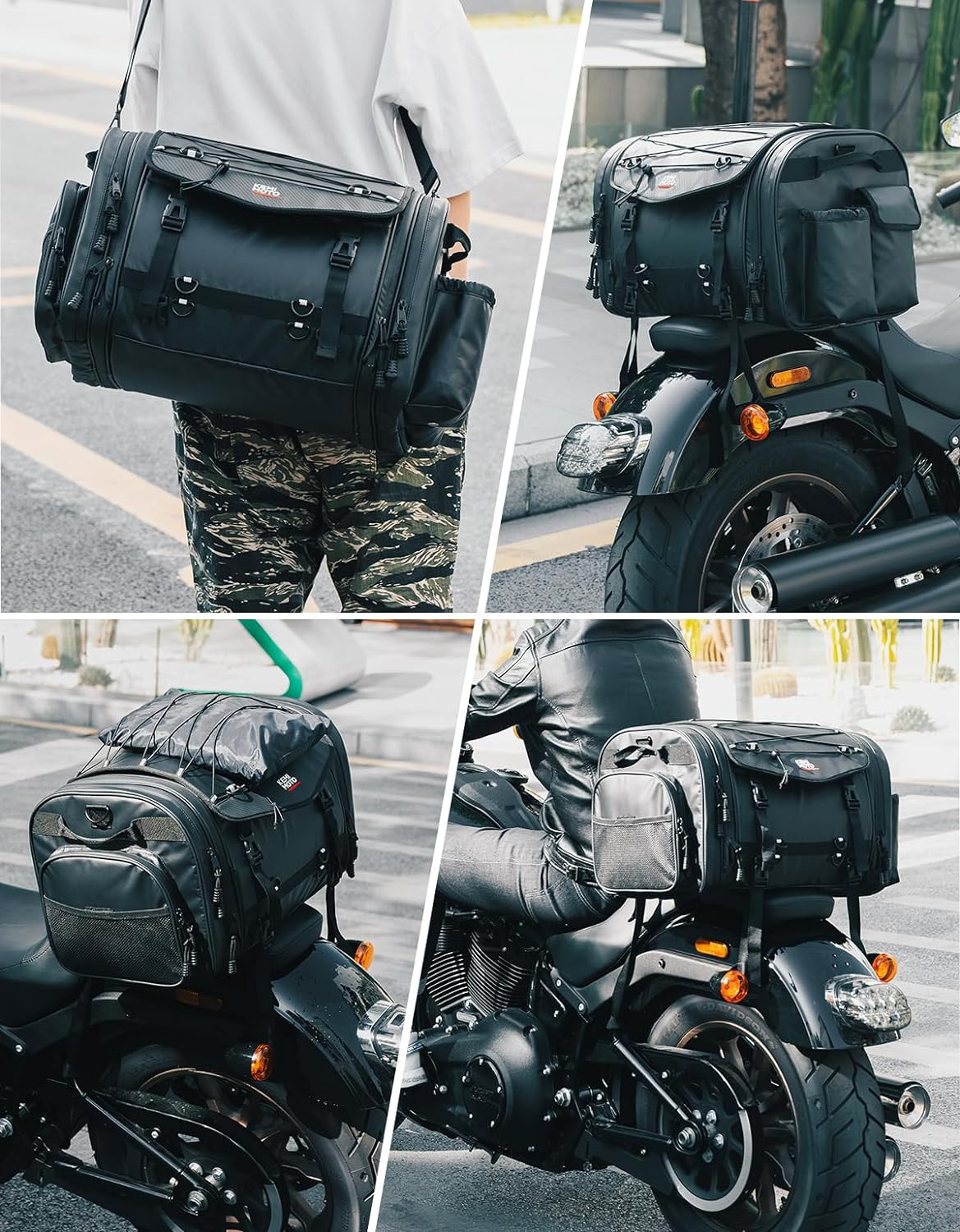 Motorcycle Travel Luggage Bags, 60L Expandable Large Capacity Motorcycle Tail Ba