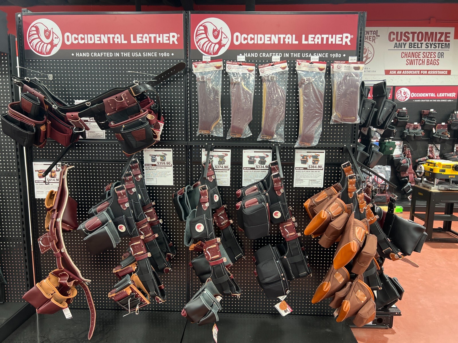 Occidental Leather 8286R ProFormance OxyLights Belt & Bags USA Made RED
