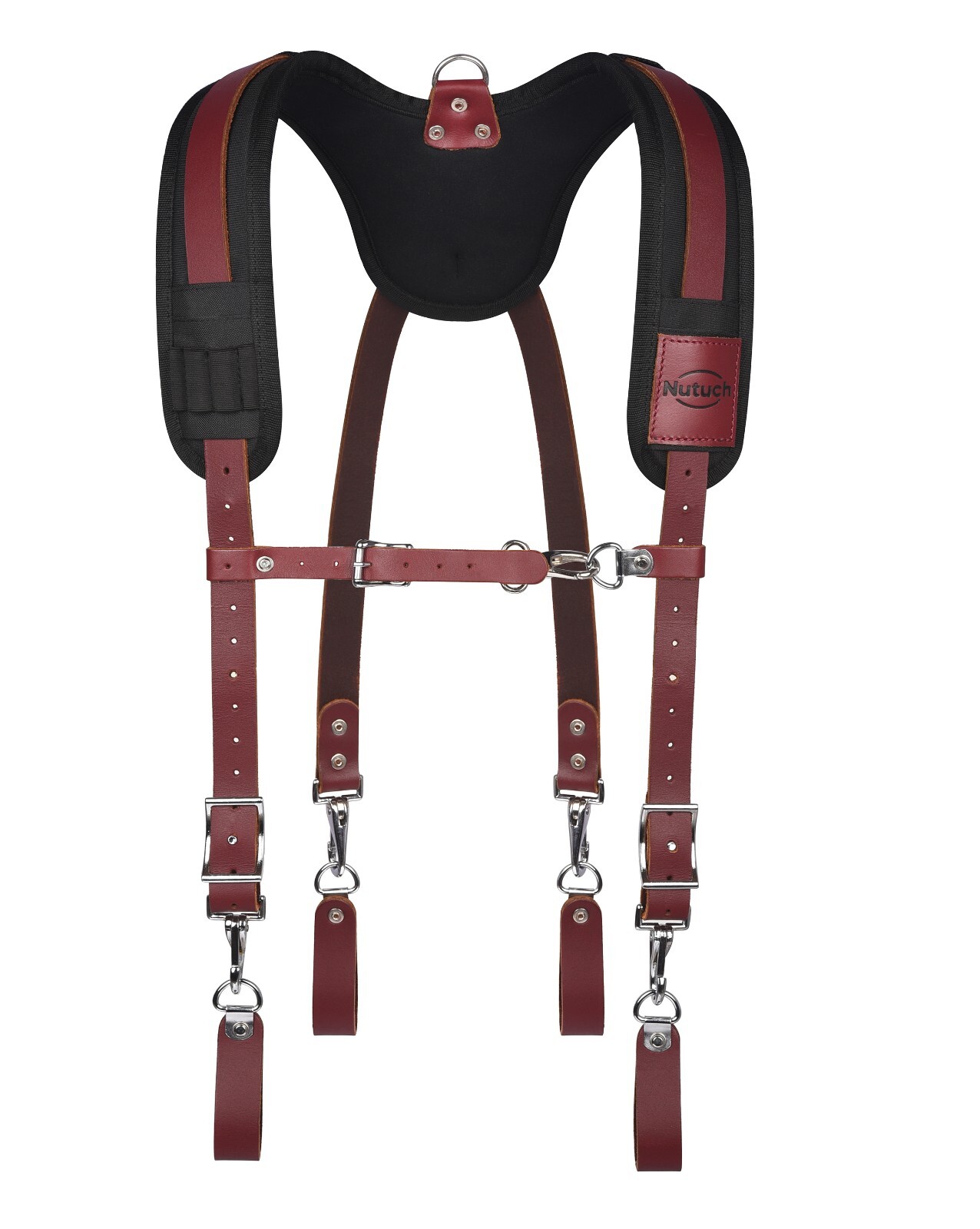 NUTUCH Heavy Duty Leather Work Suspender With Pockets | Tool Belt Suspender
