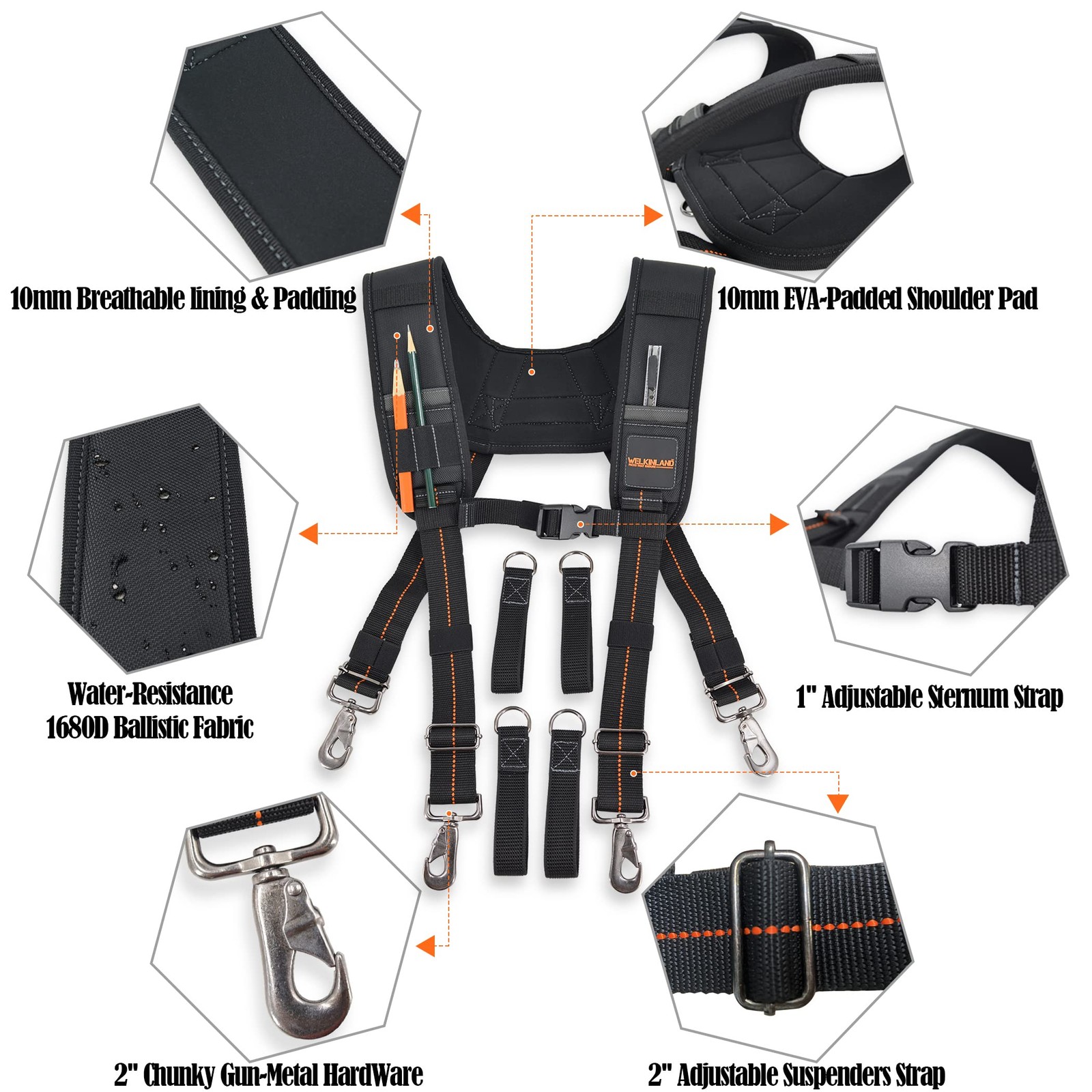 Mens Tool Belt Suspenders Nail Bag Construction Carpenter Heavy Duty Work Gear