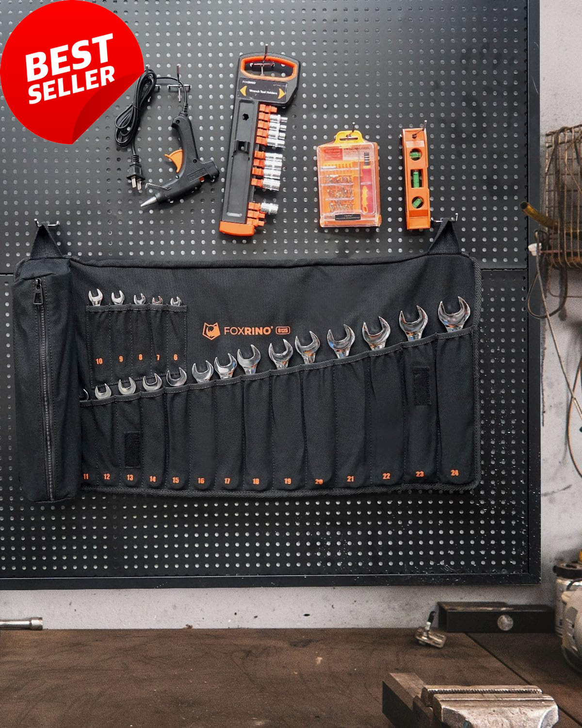 Wrench Roll Up Pouch 19+1 Metric Heavy Duty Canvas Tool Organizer Black Gift