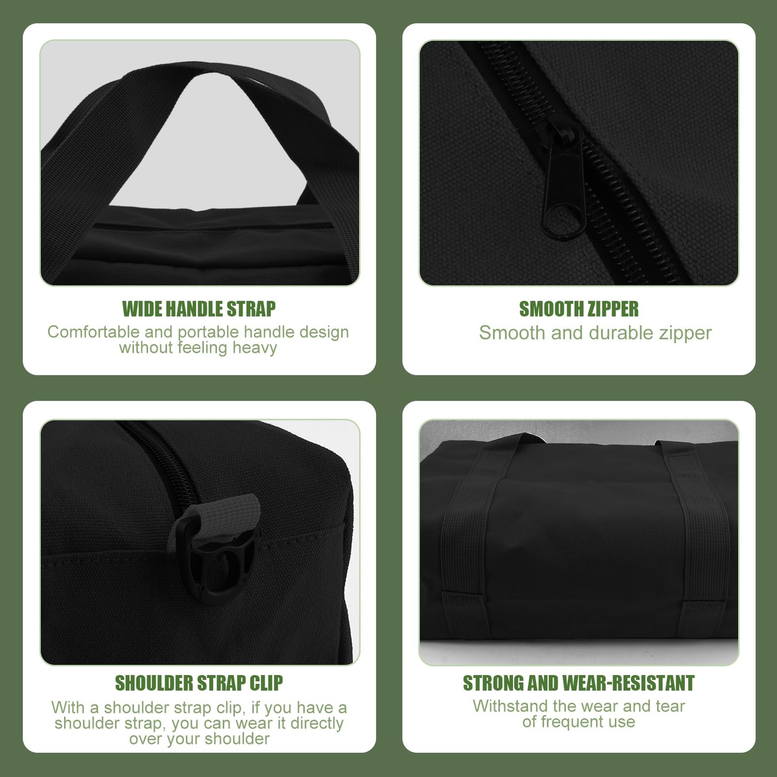 Small Tool Bag,Close Top Wide Mouth Organizer Bag,Large 12 Inch, black