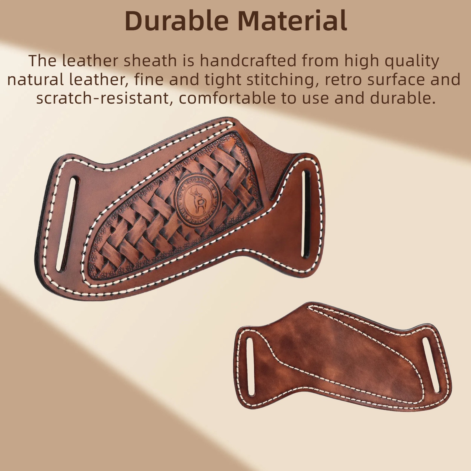 TOURBON Leather Fixed Blade Knife Sheath Belt Pouch EDC Knives Case Camping