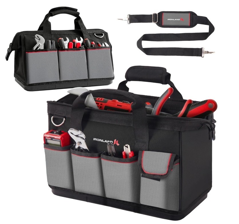IRONLAND 16.5″ Heavy Duty Tool Bag Organizer Waterproof Multi-Pocket Tote