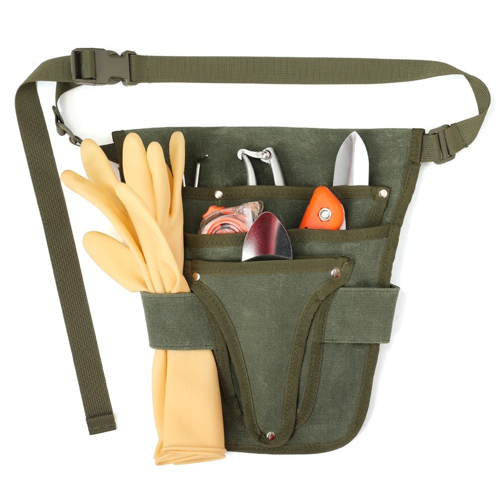 Garden Tool Belt Pouch Waterproof Canvas Multi Pocket Tool Bag