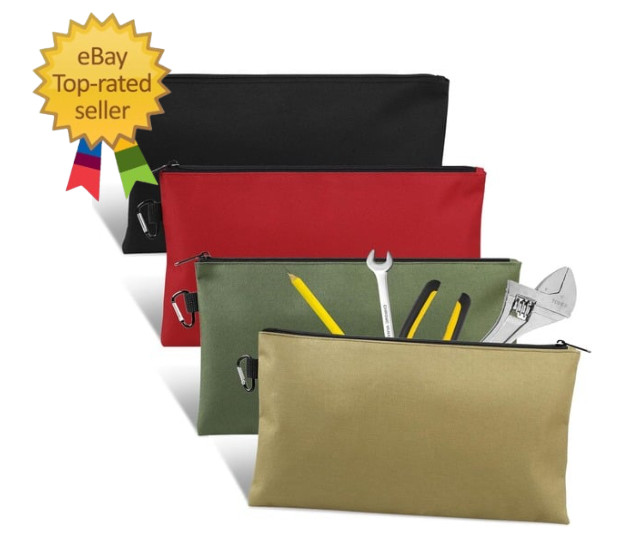 4 Pack Tool Bag, Premium Tool Pouch Zipper Bag, 12″ Tool Pouch with Zipper, Mult