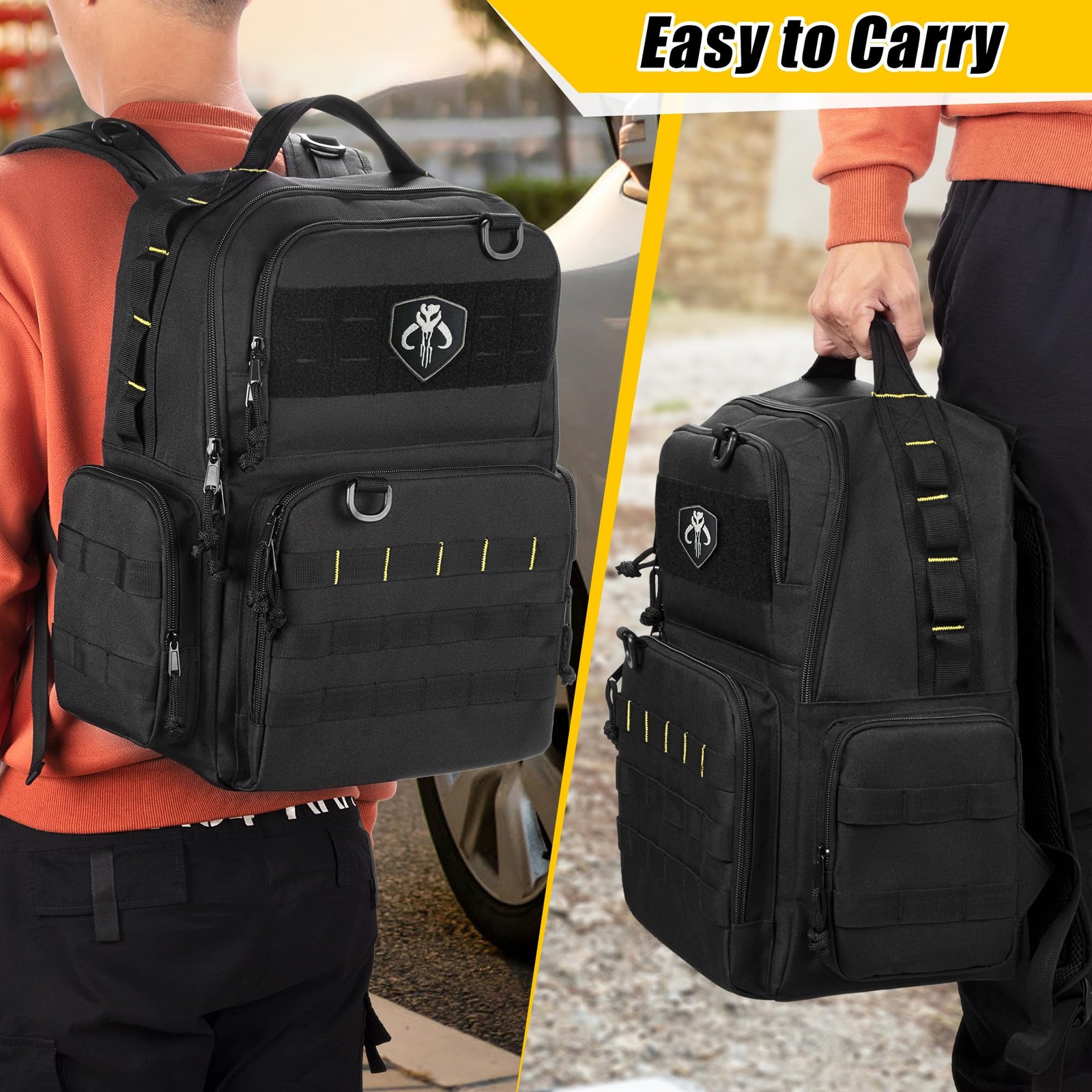 Rexmica Heavy-Duty Tool Bag Backpack with 3 Tool Pouches, Black