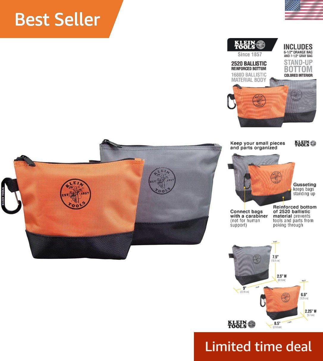55470 Utility Bag, Stand-Up Zipper Tool Bags, Tough 1680d Ballistic Weave, Re…