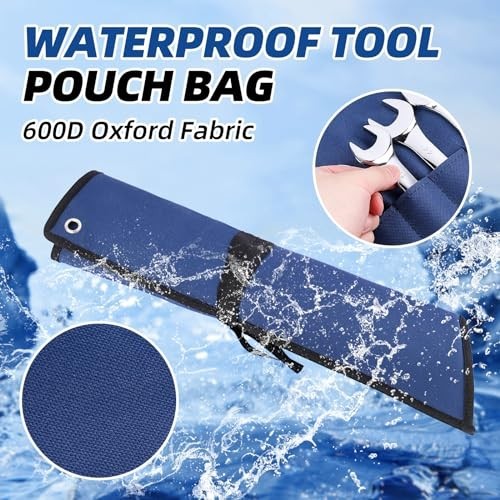 16 Pocket Wrench Roll Organizer 600D Oxford Fabric Waterproof Tool Pouch