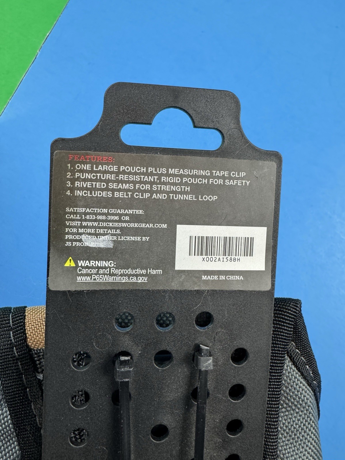 Rigid Nail/Screw Work Pouch w Tape Measure Clip Universal-Fit Steel Clip Dickies