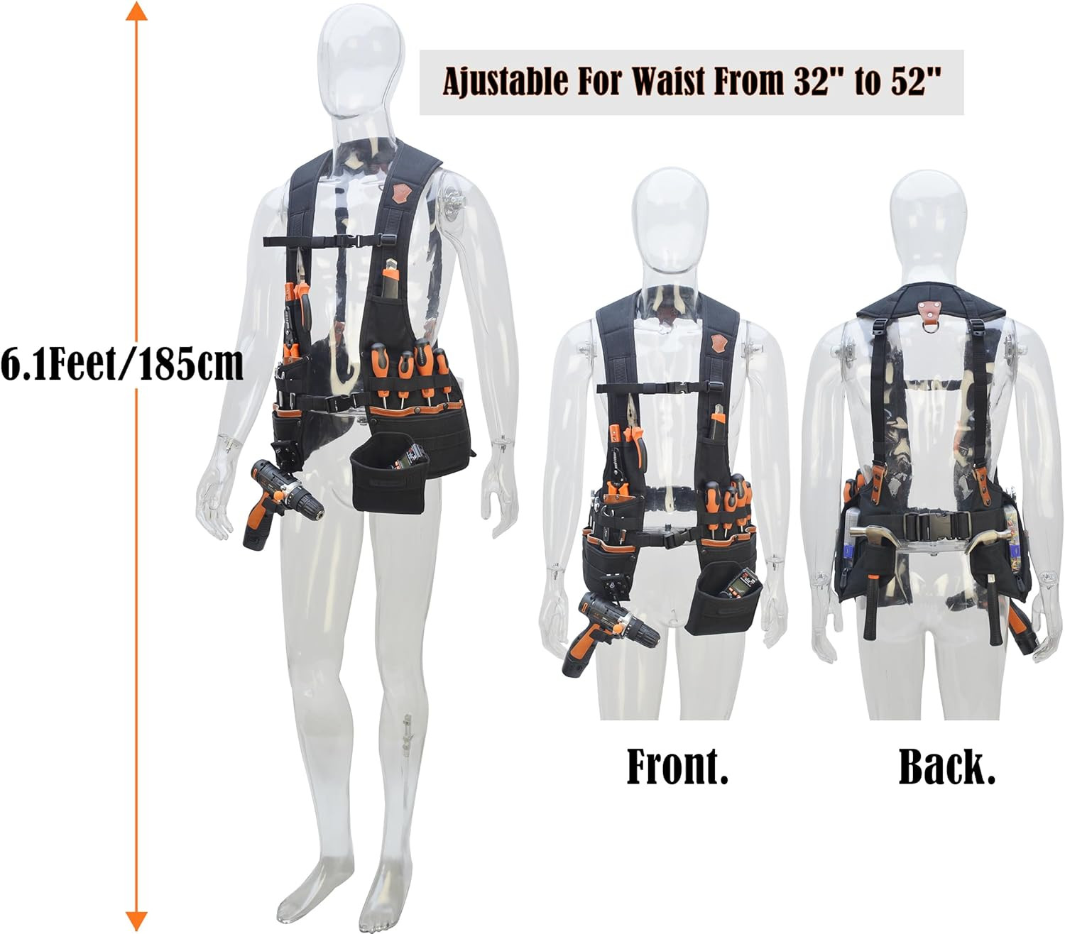 Construction Leather Tool Vest, Carpenter’S Tool Vest, Tools Vest Electrician, T