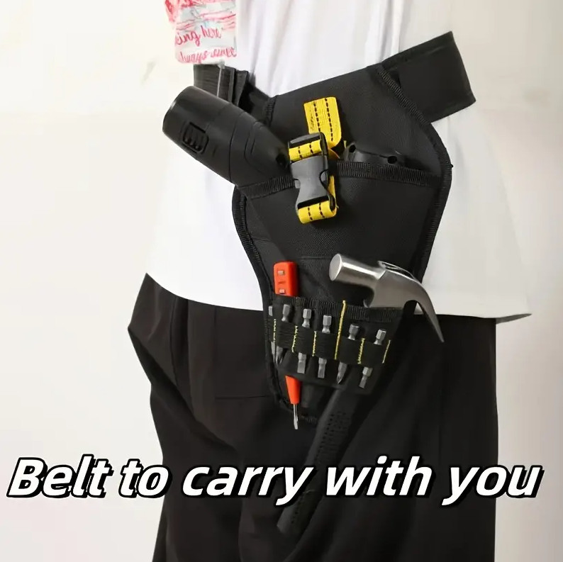 Drill Bag Heavy Duty Holster Tool Belt Pouch Bit Holder Hanging Waist Drill Tool
