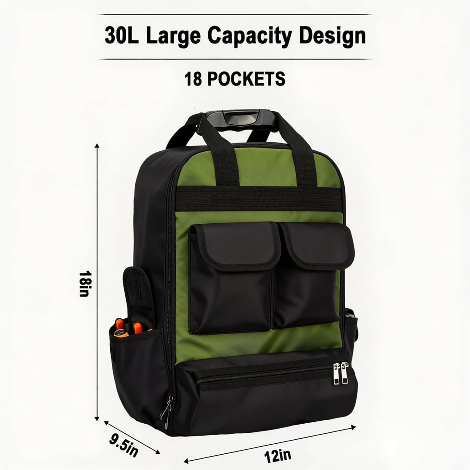 Tool Backpack Large Empty Tool Bag Waterproof Hard Bottom Laptop Storage