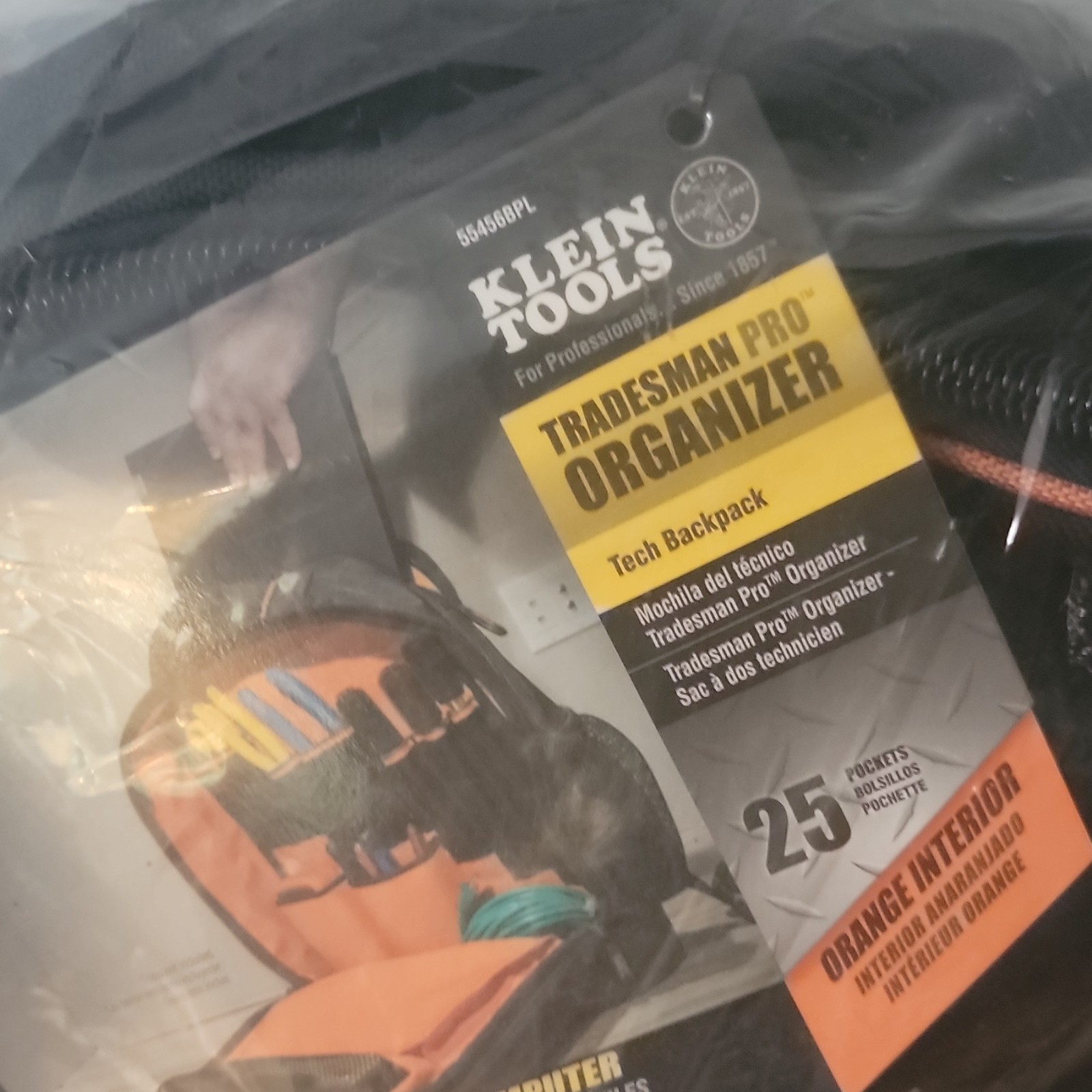 Klein Tools Tradesman Pro Organizer Tech Tool Backpack Black/Orange 55456BPL