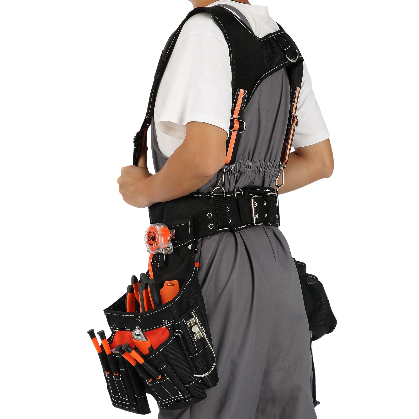 VEVOR Tool Belt with Suspenders Adjustable Carpenter Tool Pouch 1680D Polyester