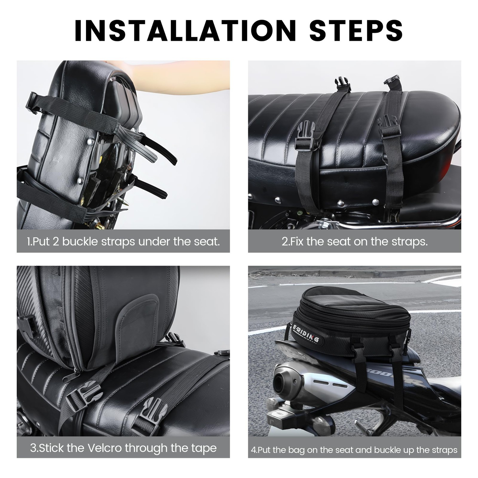 Motorcycle Tail Bag, 12L-15L Expandable Waterproof Motorbike Rear Seat Luggag…