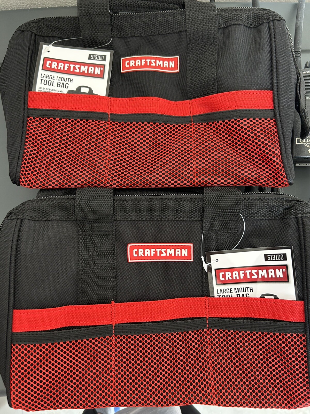 Craftsman 13 in W X 9.75 in H Wide Mouth Tool Bag 6 pocket Black/Red LOT OF 2