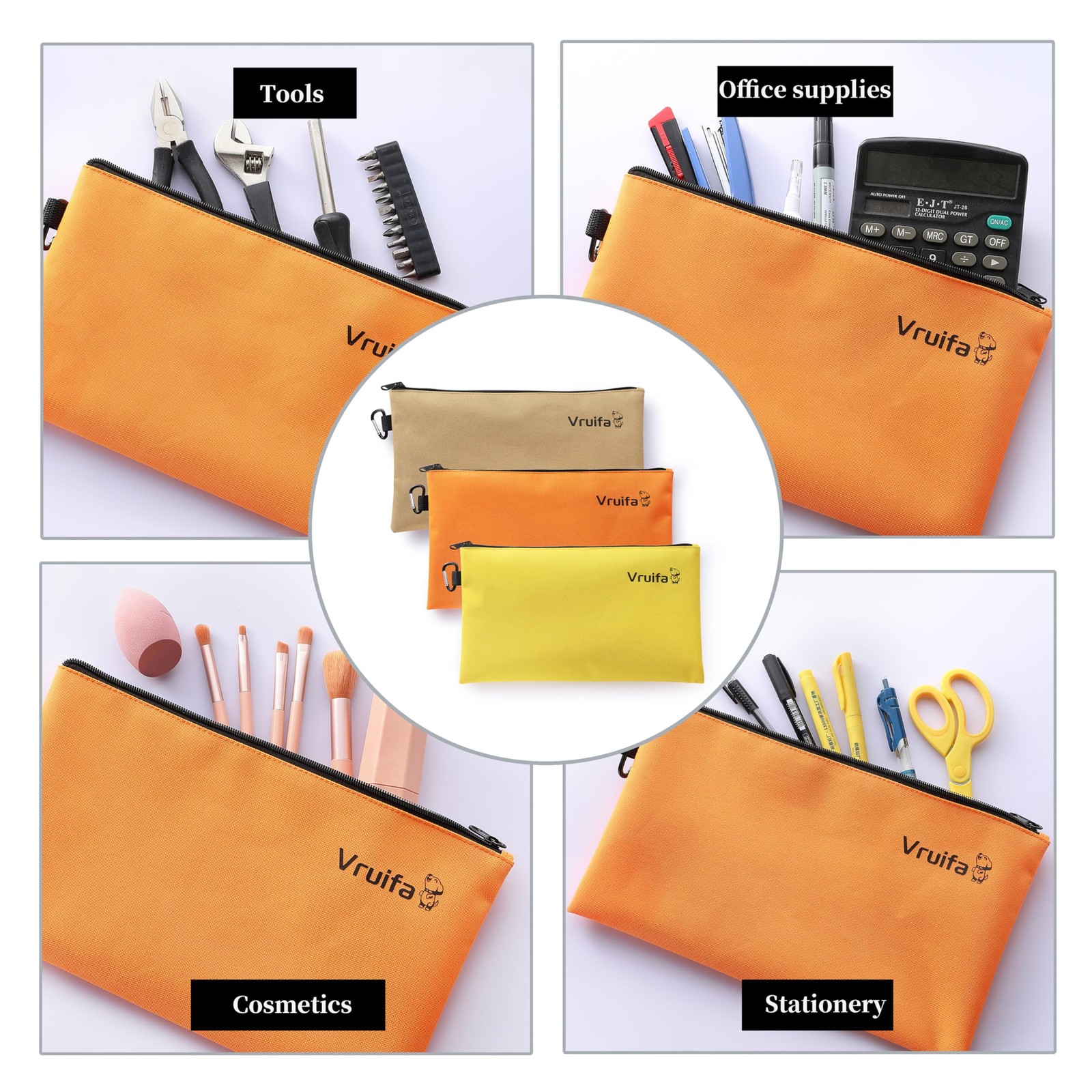 3PCS Tool Pouches with Zipper, Premium small Tool Bags, Waterproof Utility zi…