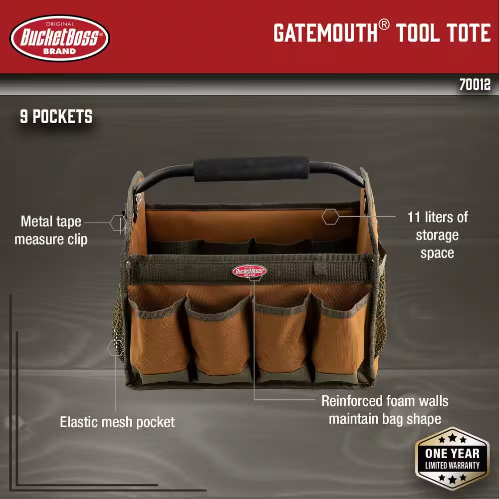 BUCKET BOSS 12 In. Open Top Tool Tote Bag
