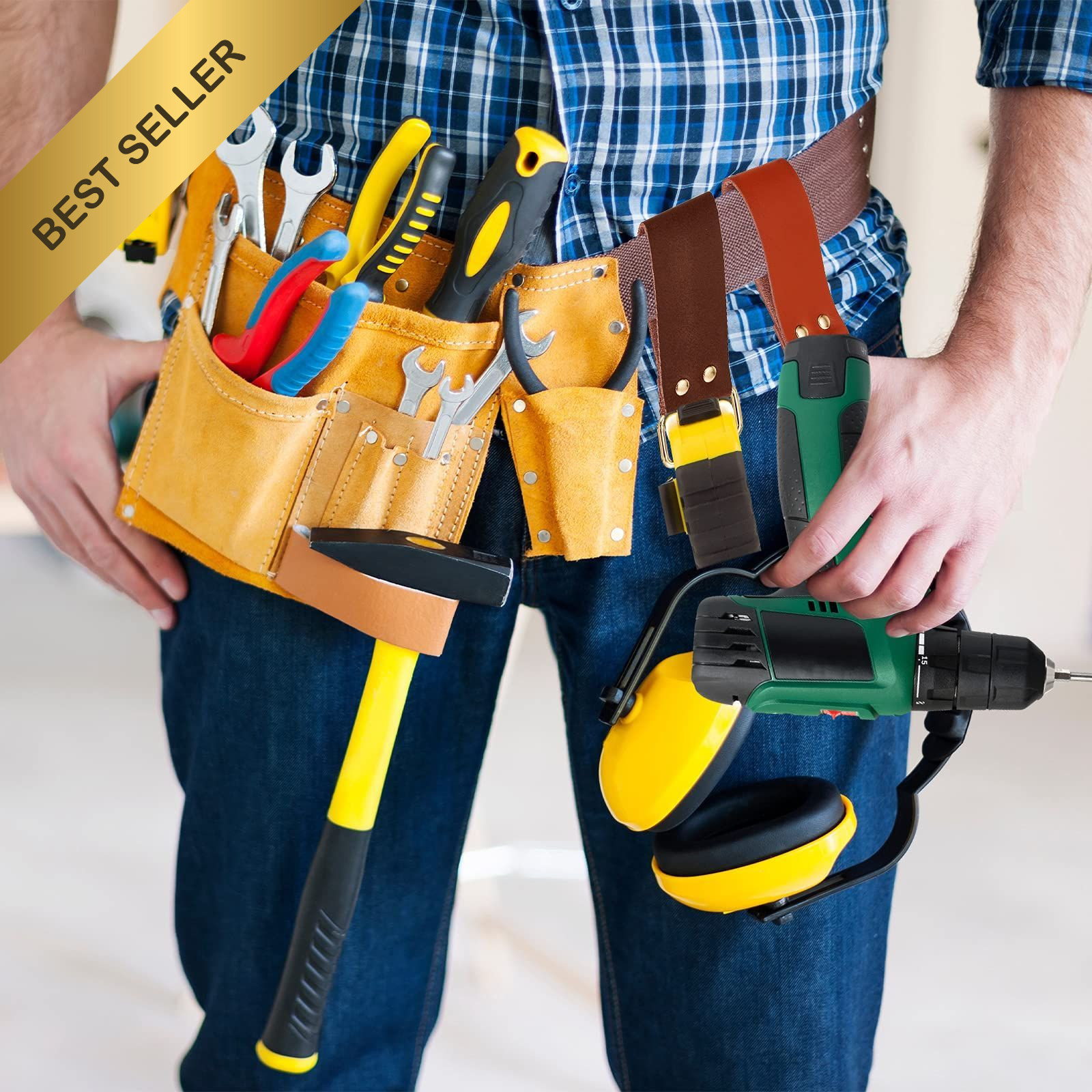 Jetec 4 Pack Leather Tape Measure Holder Heavy Duty Tool Holster Clip for Belt