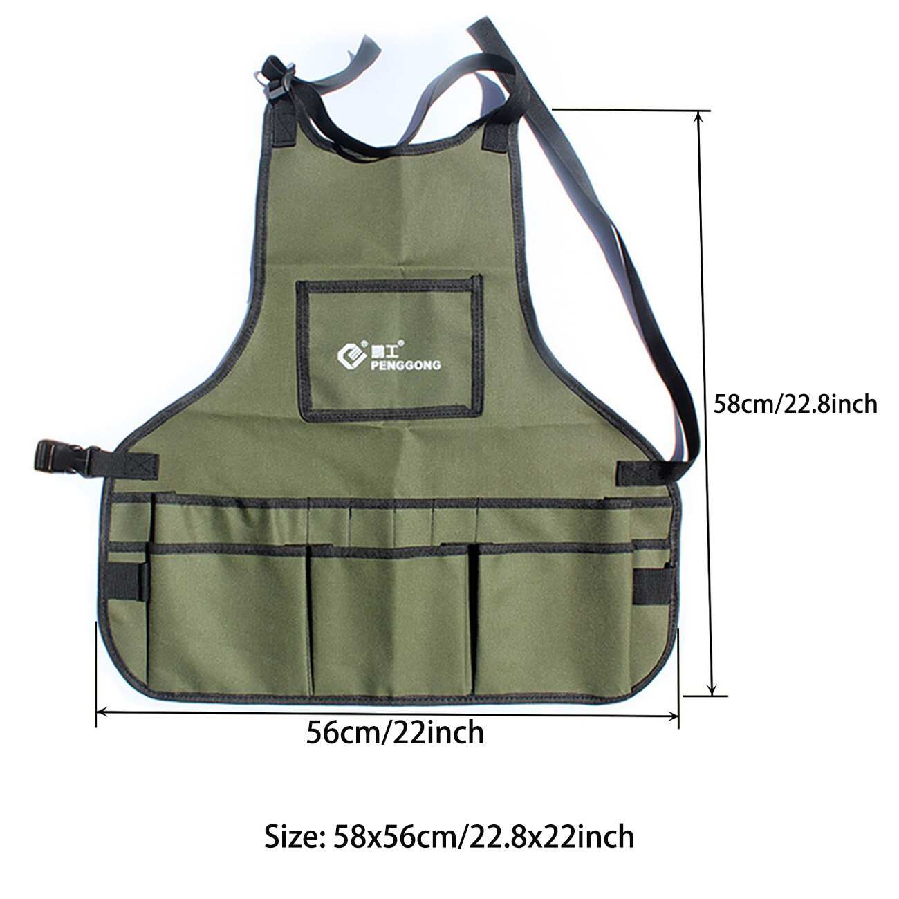 Portable Apron Tool Bag Multiple pocket waterproof 600D Oxford cloth for Garden