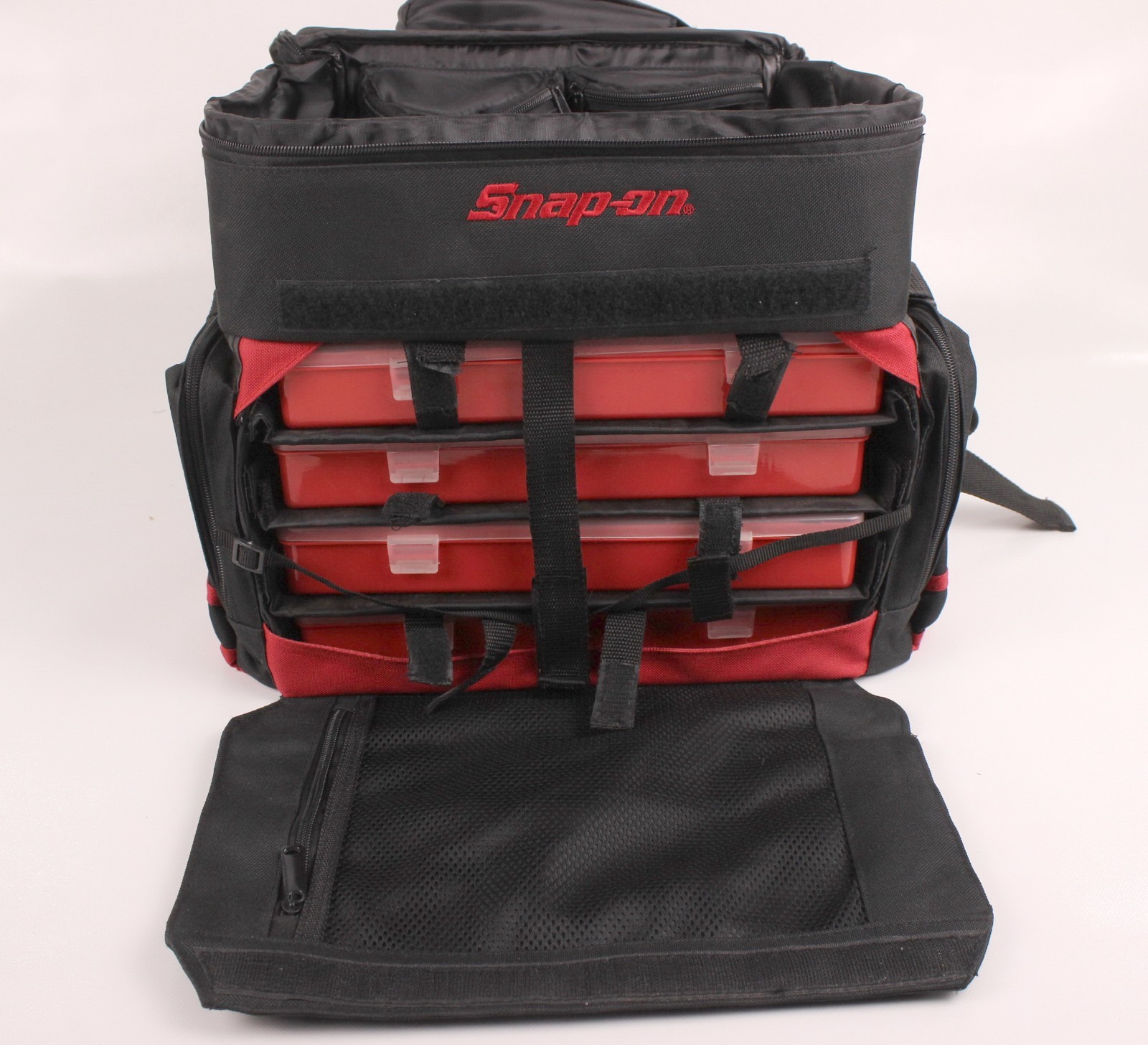 Snap On Large Canvas Fishing Tackle Organizer 15”x9”x12” W/Branded Lures