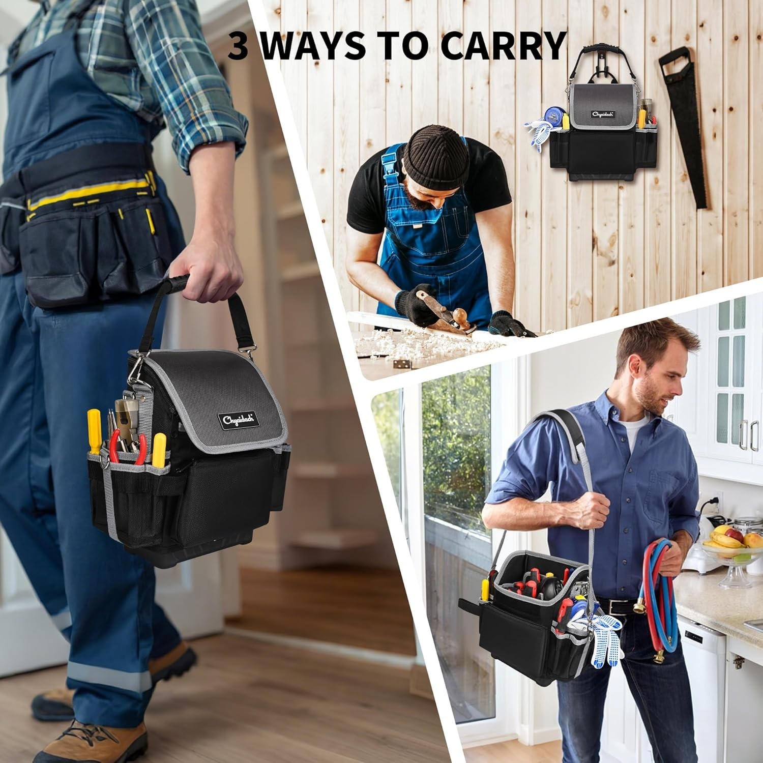 Waterproof Heavy Duty Tool Storage Bag with Modular Sections & Shoulder Strap