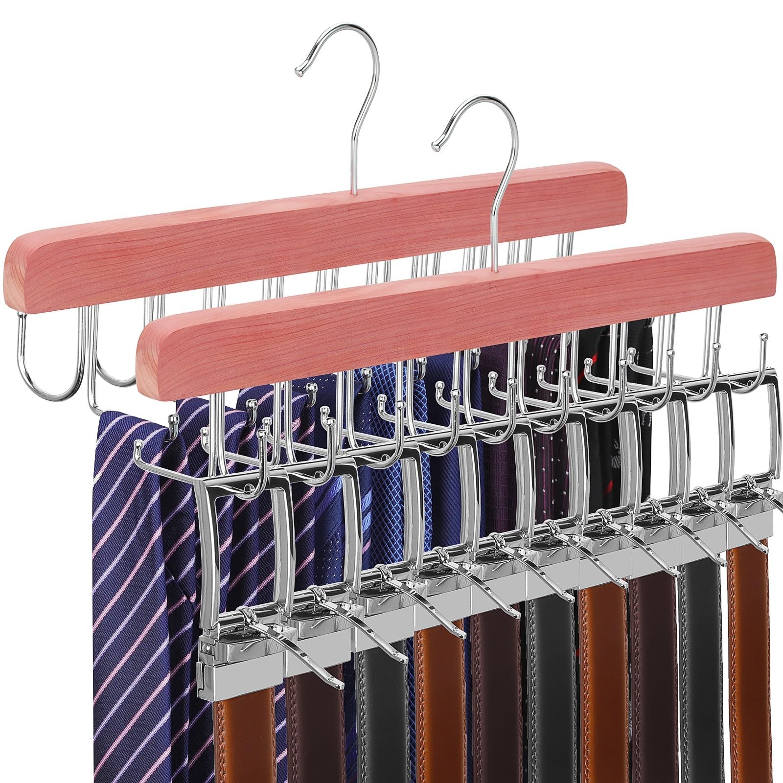 TOPIA HANGER Cedar 2 Pack 2 in 1 Belt 5.9 inches x 14.56 inches, Cedar-2