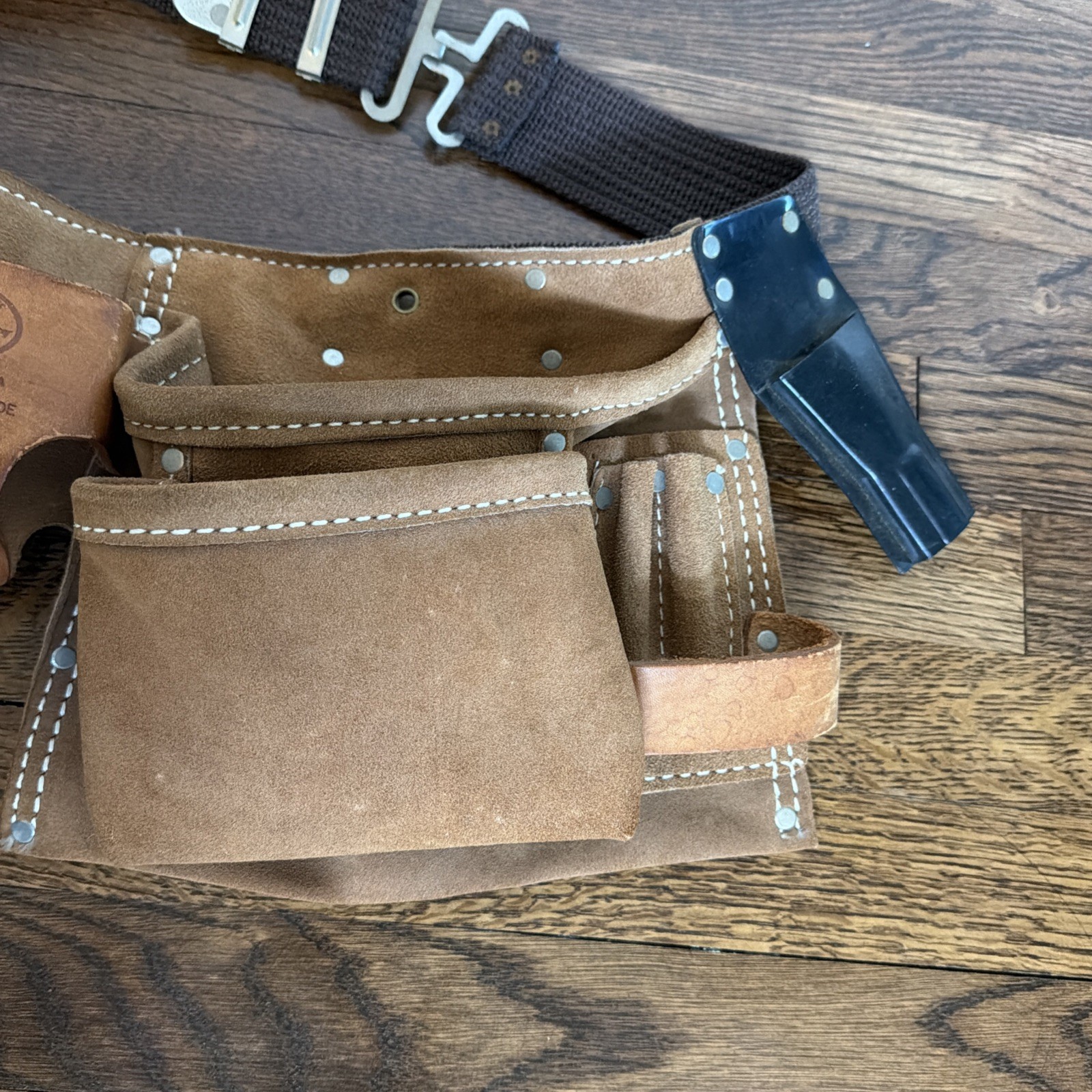 Nicholas Heavy Split Cowhide Handyman Leather Tool Belt 490X Pouch Carpenter EUC