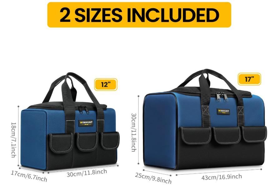 WINHUNT 2-Pack Heavy Duty Tool Bags for Electricians, Plumbers & Household Use