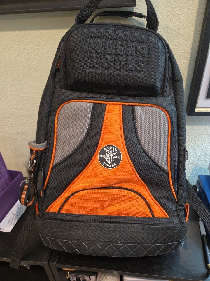 TRADESMAN 55421BP-14 Tool Bag Orange Black Back Pack Electrician
