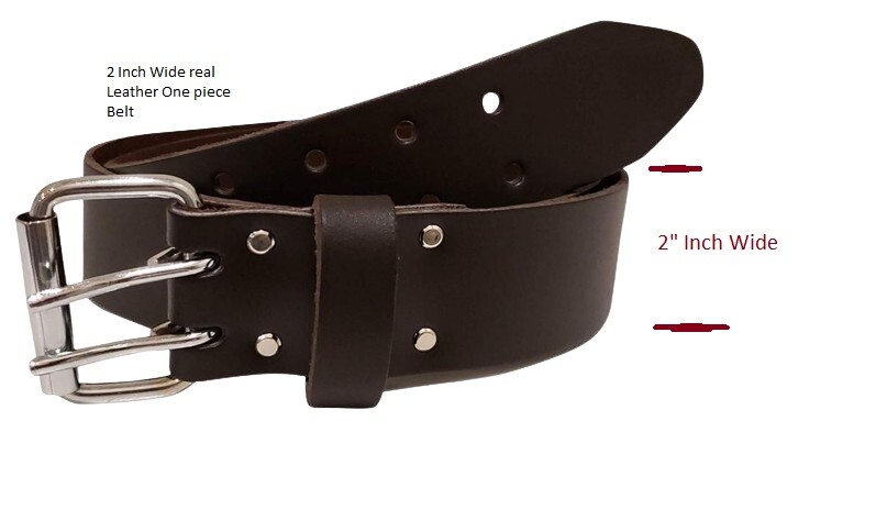 Genuine Leather One Piece Tool Working Heavy Duty Belt 2″ Wide & Waist 34” – 52”