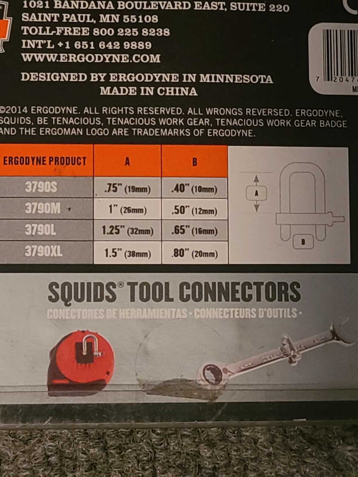 Ergodyne Squids 3790M Tool Attachment Shackle Stainless Steel 15 Pounds 2-PacK