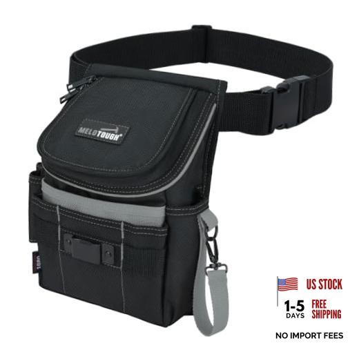 Medium Ziptop Tool Pouch with Belt Clip,16-Pocket Heavy Duty Grey Pouch + Belt