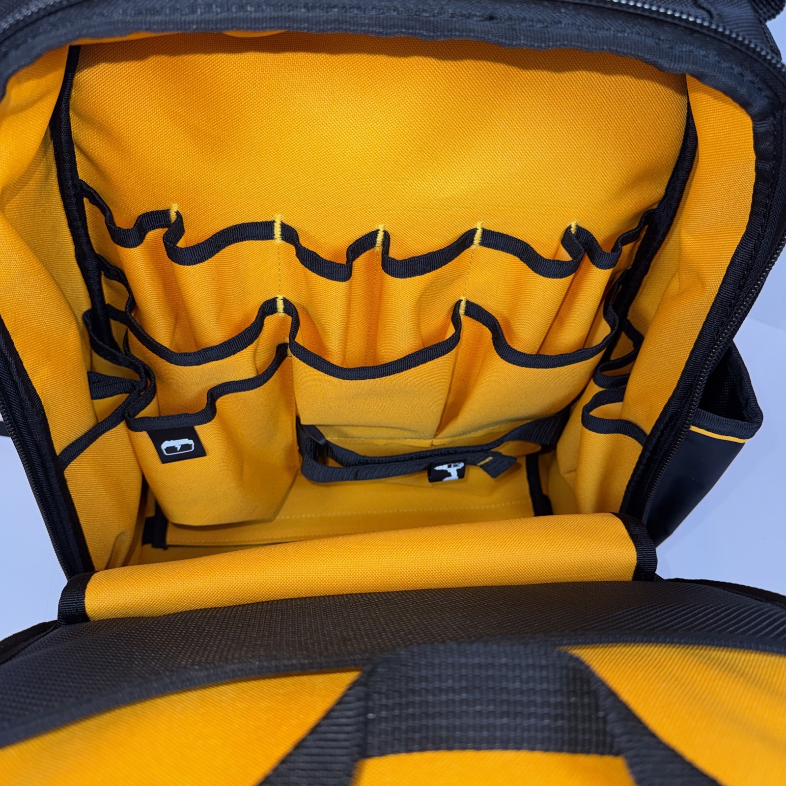 DEWALT Pro Backpack Black/Yellow Polyester, 7.75” x 18.75” x 13.75” DWST60102-1
