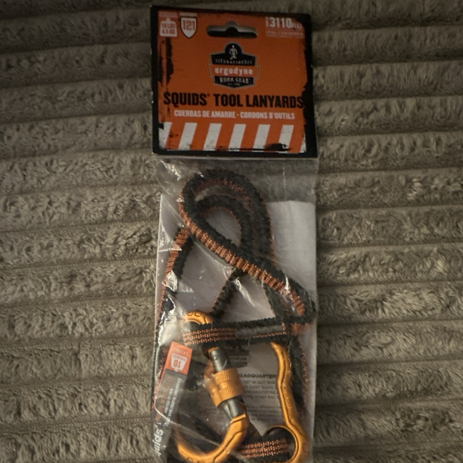 Ergodyne 3110F(x) Tool Lanyard Dual Carabiner Shock-Absorbing Orange/Black 48in