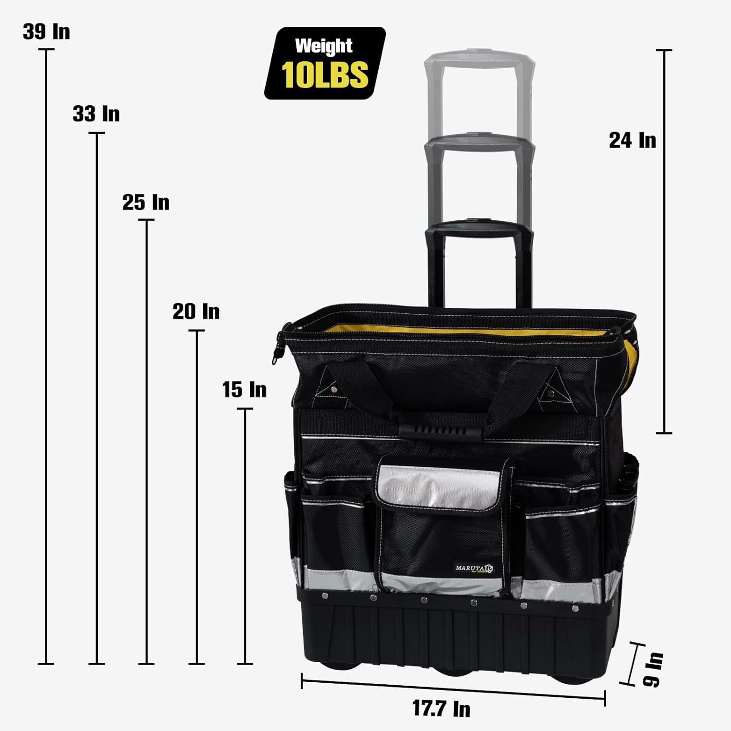 Waterproof 18” Rolling Tool Bag with Wheels – Portable Storage Organizer