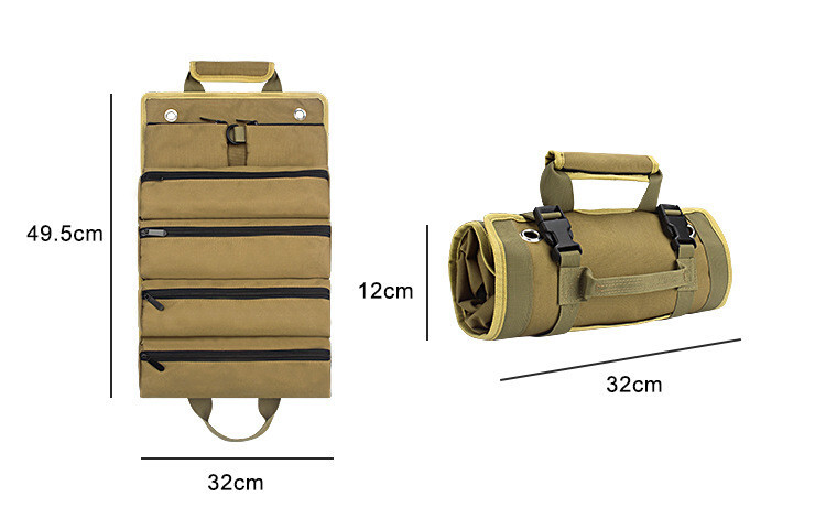 Multi-Purpose Tool Roll Up Bag Wrench Pouch Canvas Hanging Organizer w/ 6 Pocket
