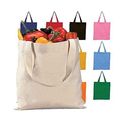Cotton Tote Bag, Lightweight Medium Reusable Grocery Shopping Cloth Bags, Sui…