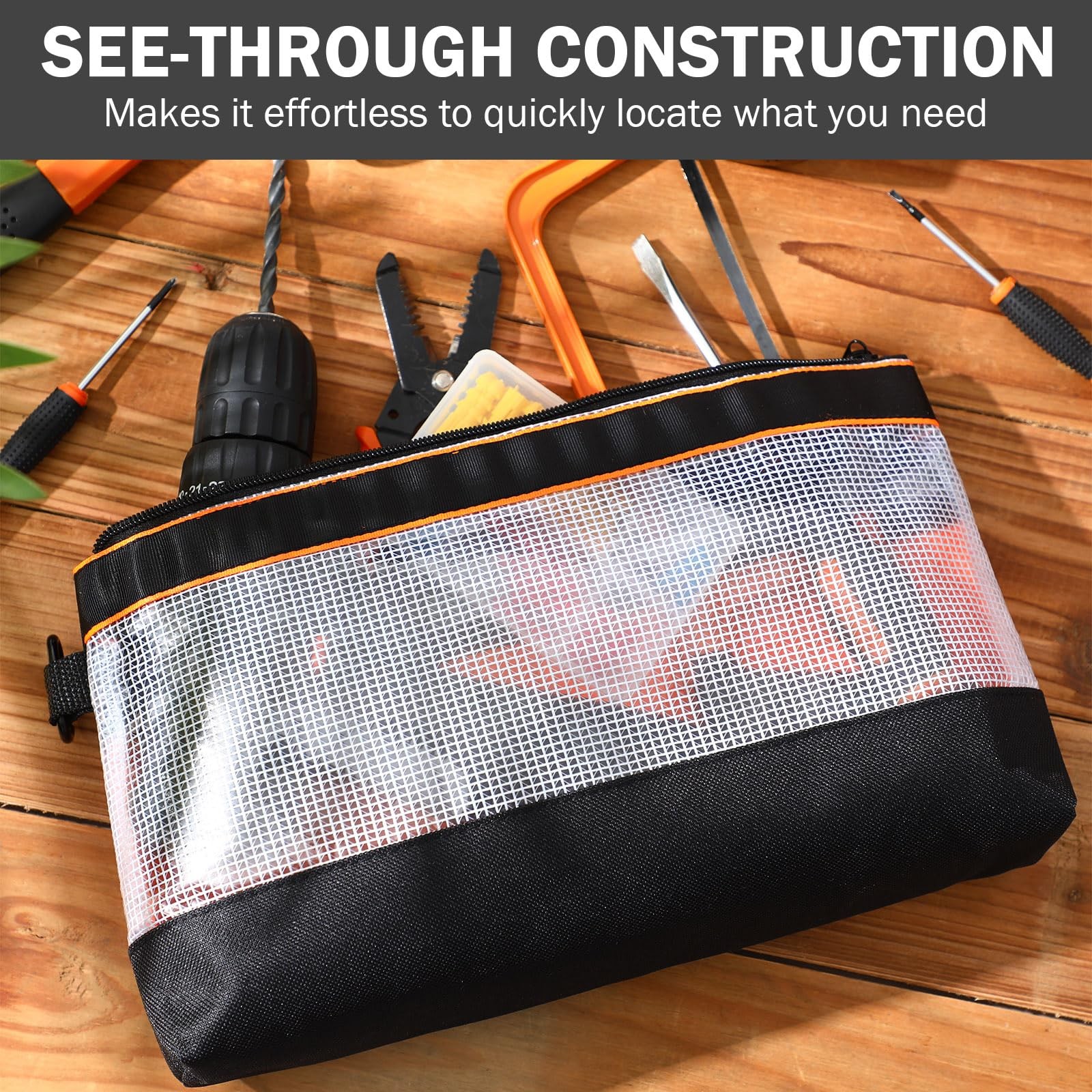 16 Pcs Zipper Clear Tool Bag Bulk Small Tool Bag, Heavy Duty Clear Pouch, Mul…