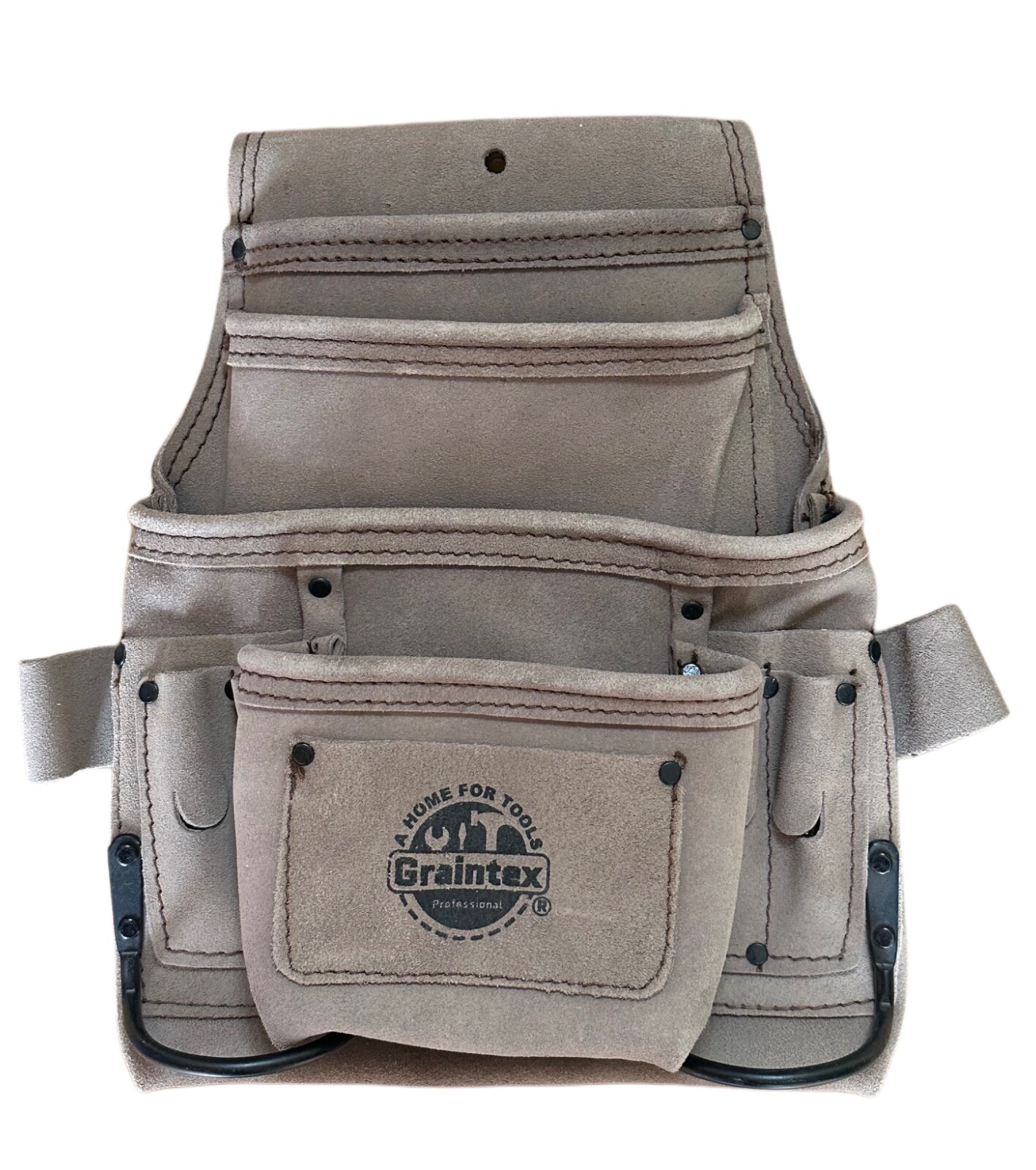 Graintex Suede Leather Carpenter’s Tool Belt 4 Tiers, 11 Pockets